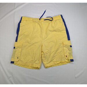 VTG Polo Ralph Lauren Swim Shorts Mens Large Yellow 8" Cargo Board Swimwear Y2K